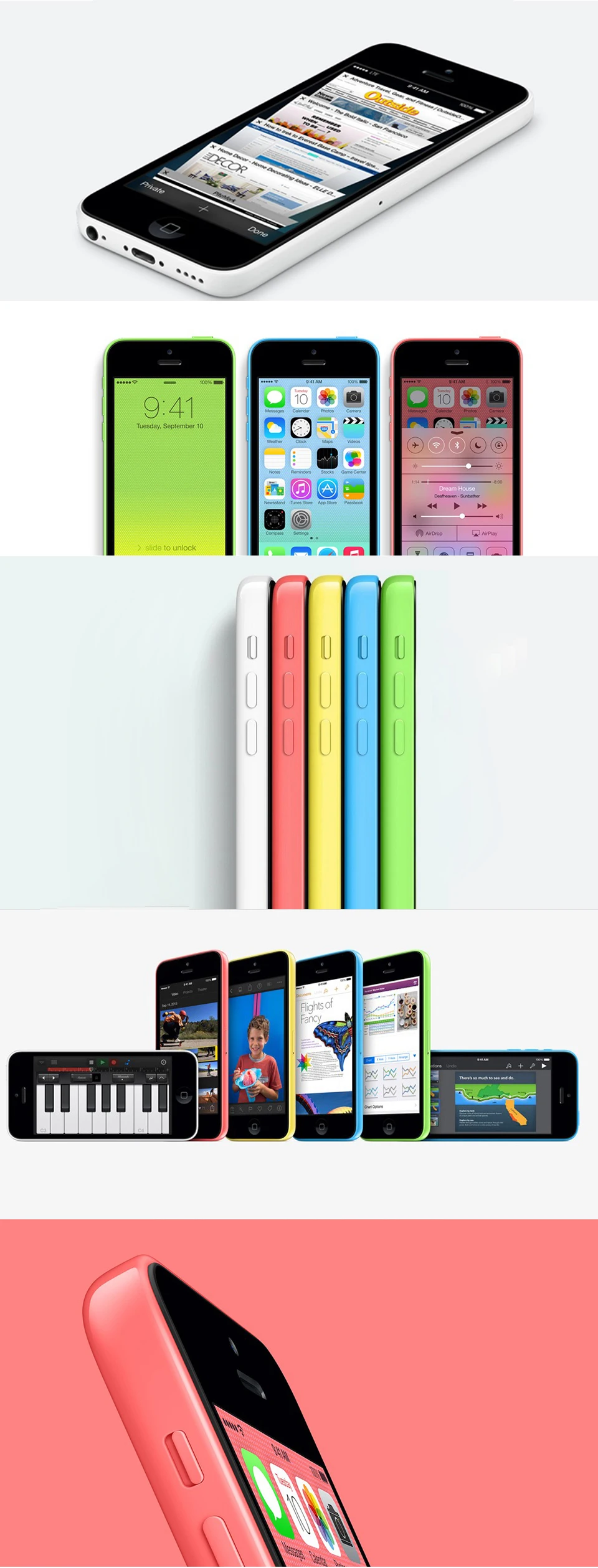 Оригинальное разблокирована Apple IPhone 5C 32 ГБ+ 1 ГБ хранения iPhone 5C GSM HSDPA двухъядерный 8mpix Камера 4." экран iPhone 5C