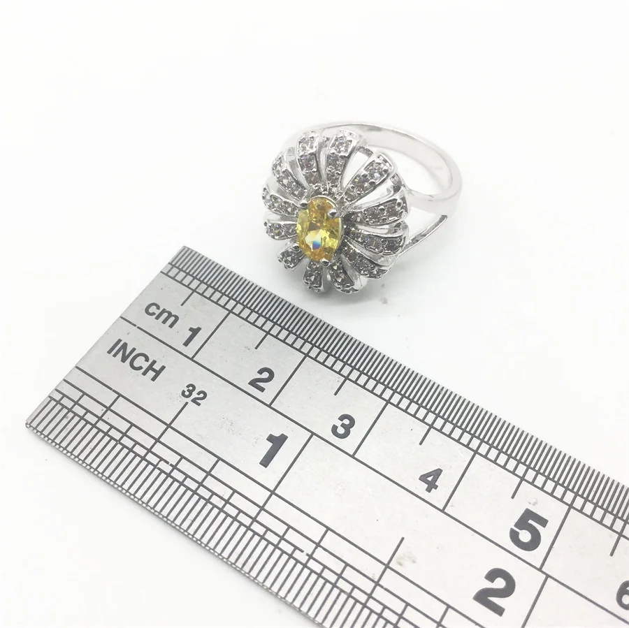 Женское кольцо из серебра 925 пробы с желтым гранатом размеры 6/7/8/9/10 | Украшения и