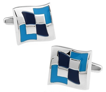 

Free Shipping Blue Cuff Links Silver Color Copper Fashion Design Best Gift For Men Cuff Links Wholesale&retail