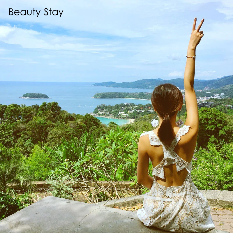 BeautyStay летнее Сетчатое кружевное платье для влюбленных женское Бандажное пляжное