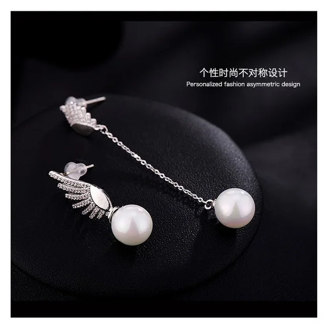 Женские асимметричные серьги гвоздики из стерлингового серебра 925 пробы с