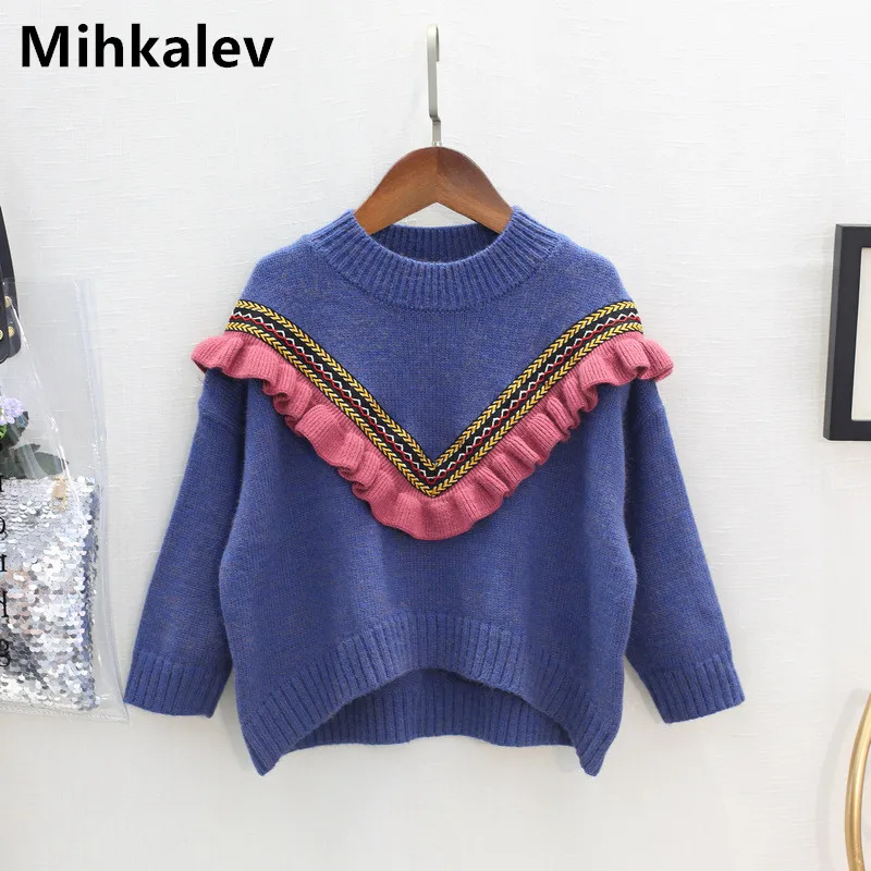 Mihkalev модные Зимняя одежда для маленьких девочек 2018 осенние свитера и топы Одежда