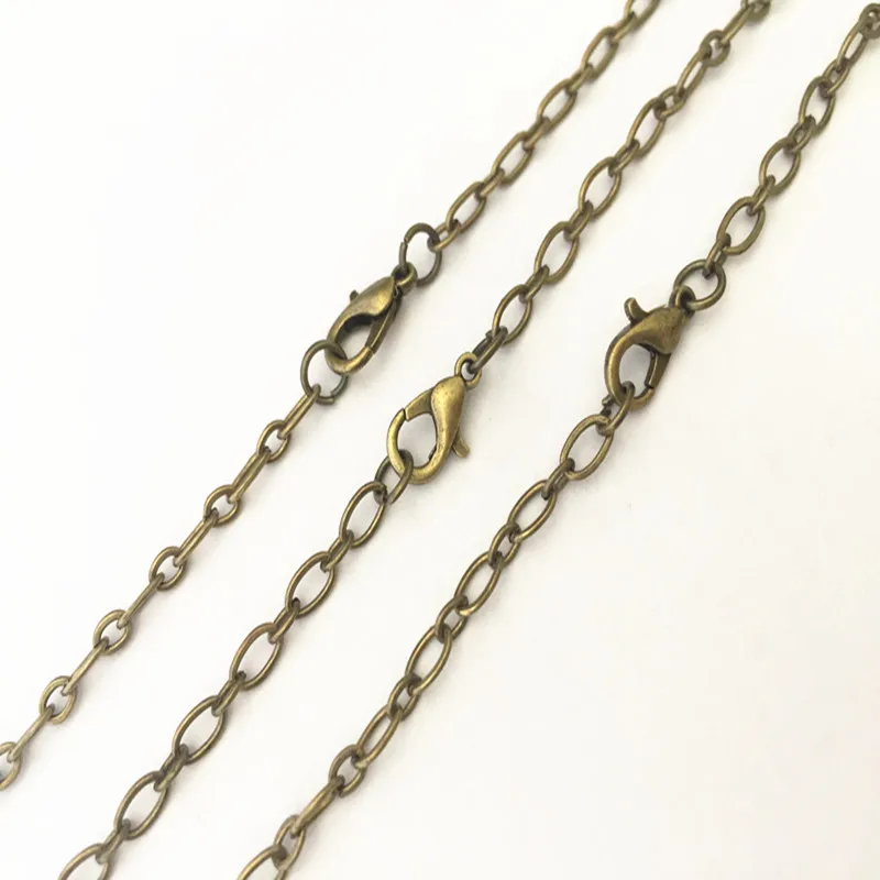 3 мм Античная бронзовая цепочка на шею с застежкой-лобстером аксессуары для