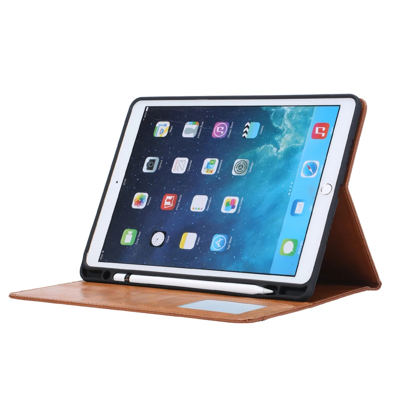 Бизнес Карта ретро кожаный чехол для Apple iPad 9 7 дюймов 2018 Универсальный складной