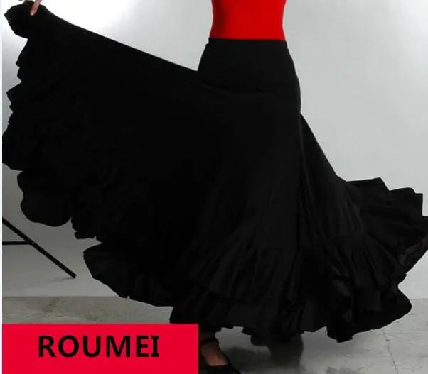 Black skirt Профессиональные длинные фламенко юбки для женщин Дамы Красный Черный танцевальный костюм для фламенко платье для испанского фламенко - Цвет: Black skirt