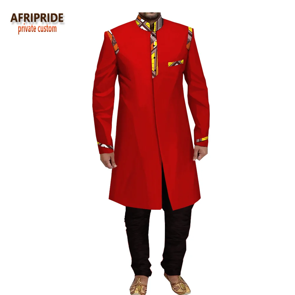 Весна Осень мужское повседневное пальто AFRIPRIDE индивидуальное длинное хлопковое