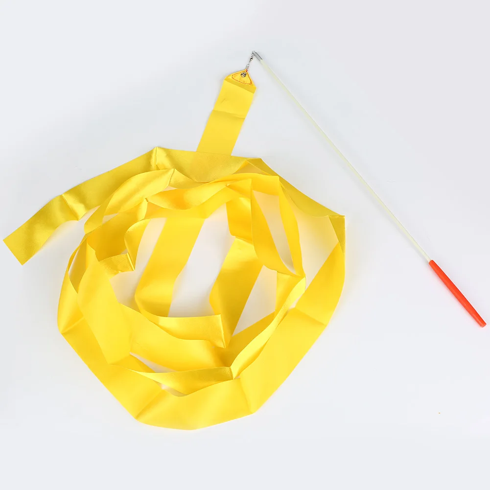 Yellow 4 м x 50 см дизайн танцевальная лента гимнастическая гимнастика стержень художественная балетная вертлюга 4 м YS-BUY - Цвет: Yellow