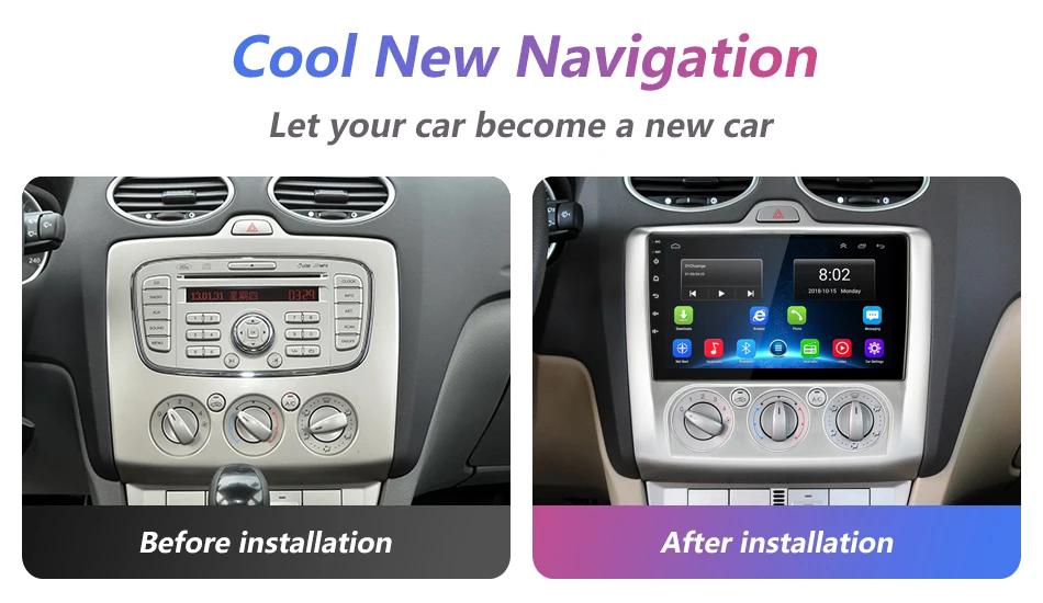 JMCQ " 2 Din 4G wifi Автомагнитола для Ford Focus Exi MT AT 2004-2011 мультимедийный плеер четырехъядерный Android 8,1 gps навигация