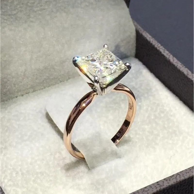 15277 Новинка, большие 5 cts обручальные кольца с кубическим цирконием для женщин, розовые Стразы золотого цвета, ювелирные изделия для влюбленных - Цвет основного камня: 15277