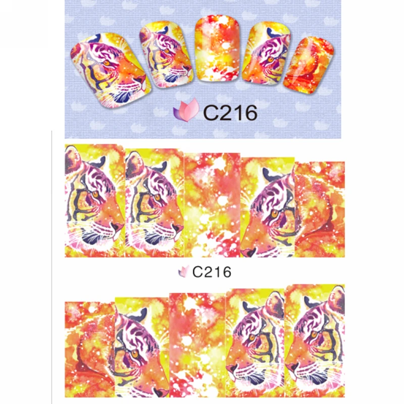 Дизайн ногтей Красивая водная наклейка слайдер фотография Тигр Пекинская опера