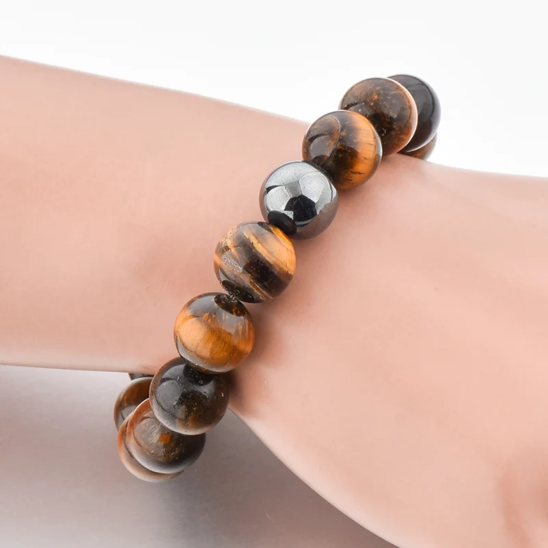 Szelam 12 мм тигровые глаза бусины из натурального камня браслеты бисера для женщин и