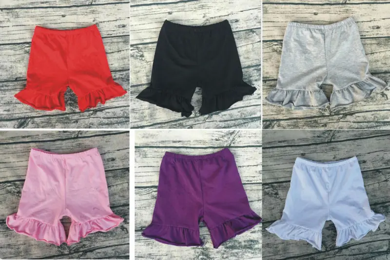 

Baby boutique wholesale icing cotton single ruffle shorts for girls