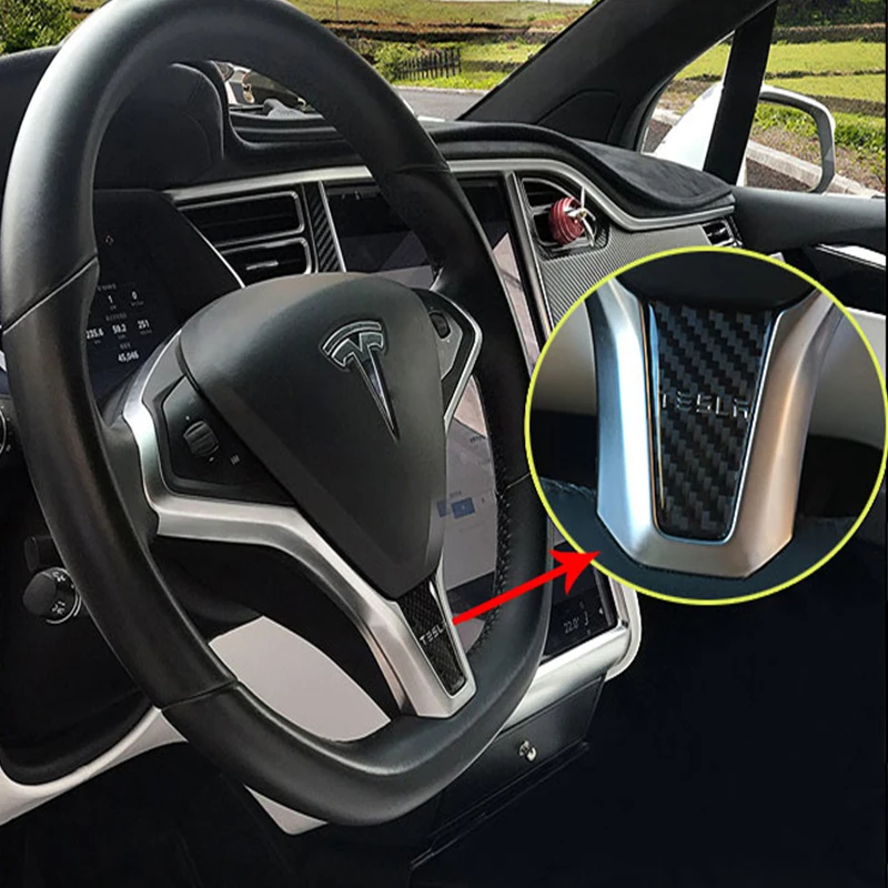 Чехол на руль TESLA для салона автомобиля украшение из углеродного волокна