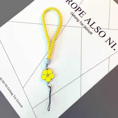 yellow Ремешки для мобильного телефона, веревка, цветок клевера, короткая Ручная Веревка, Универсальный мягкий шнурок для ключей, шейный шнурок, повязка на шею, антистресс - Цвет: yellow