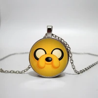 adventure time logo glass pendant necklace handmade round necklace female jewelry men gift necklace custom private photo