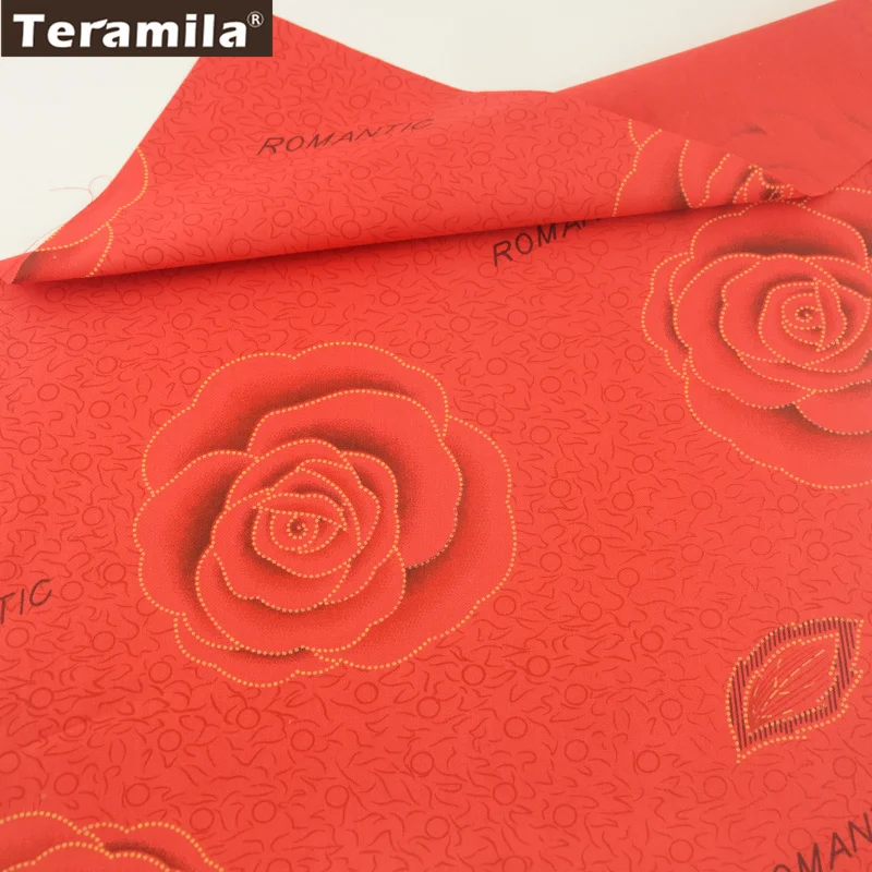 Хлопок teramila ткань шитье Лоскутная печатная роза цветочный дизайн красная