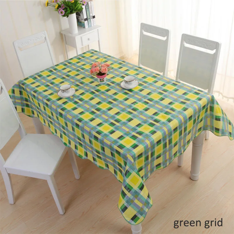 green grid Антиобжимные пластиковые ПВХ кухонные аксессуары для дома прямоугольные маслостойкие водонепроницаемые скатерти покрытие стола - Цвет: green grid
