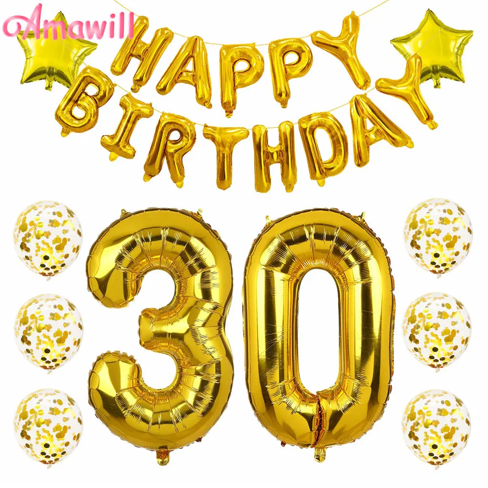 Amawill 30th украшения для вечеринки в честь Дня Рождения взрослых 32 дюймовые шары с