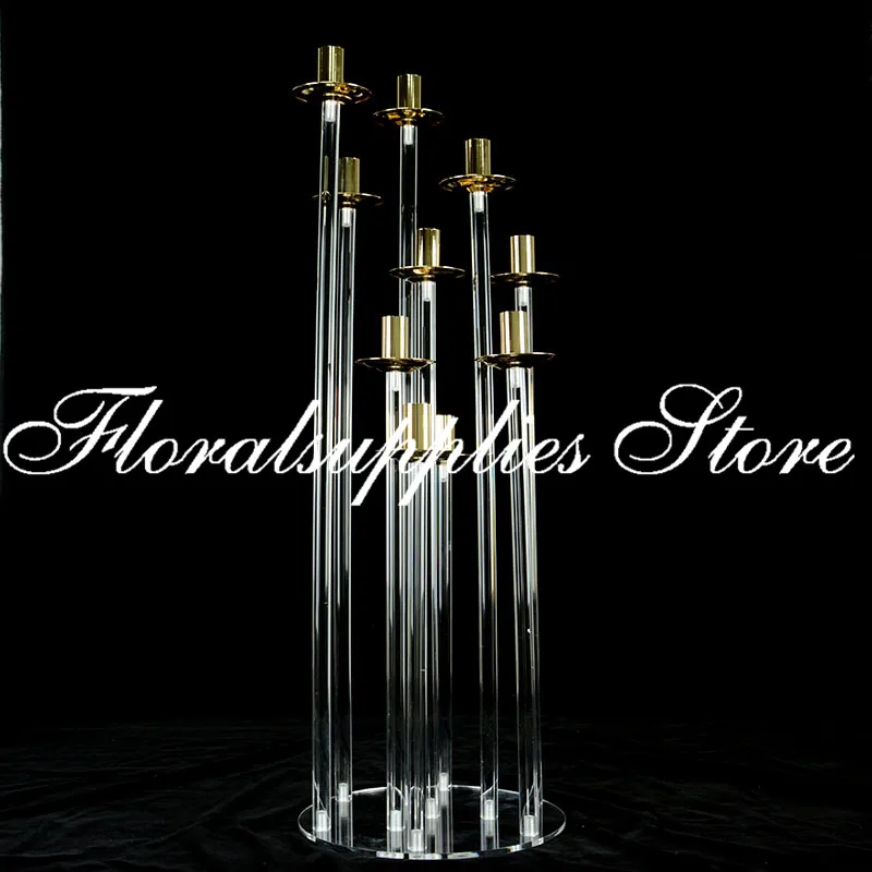 Металлические подсвечники с 9 головками акриловые для свадебного стола