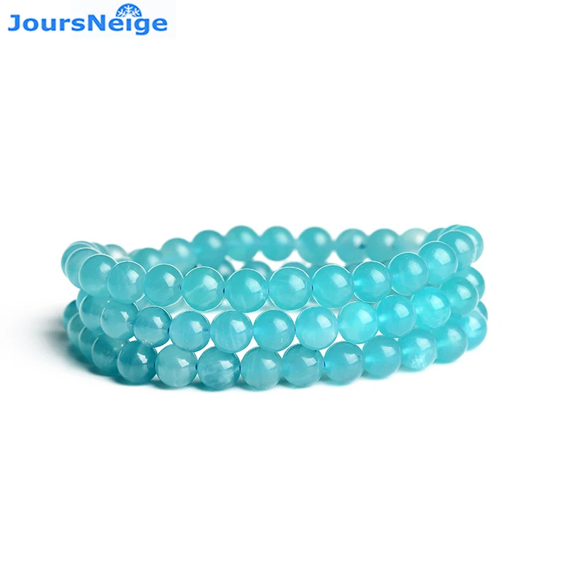 

Light Blue Tianhe Natural Stone Bracelets 6mm Round Bead Bracelet Lucky for Women Women Crystal Multilayer Jewelry JoursNeige