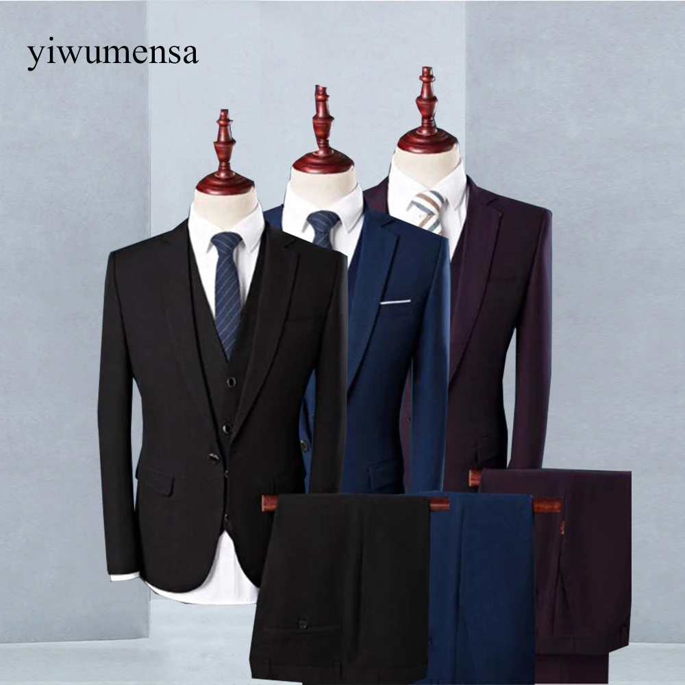 

YIWUMENSA Black Slim Fit Wedding Suits Prom Dress Custom Made 3 Pieces Groomsman Blazer Ternos Tuxedos Male Fashion Clothings