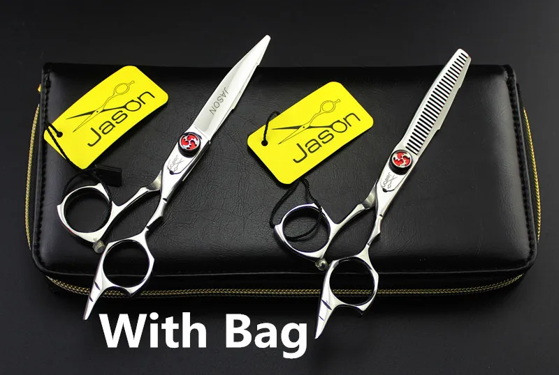 One Pair With Bag 332#6 дюймов бренд Jason высокое качество Парикмахерские ножницы JP 440C Банг стрижка Парикмахерские ножницы филировочные ножницы для волос - Цвет: One Pair With Bag