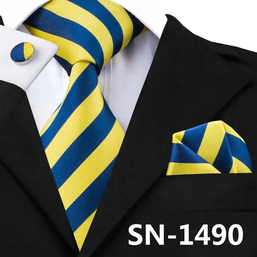 SN-1490 Hi-Tie роскошные шелковые галстуки с рисунком Пейсли Набор Синий Черный Серый шеи носить галстук платок Набор Запонок Модные мужские галстуки - Цвет: SN-1490