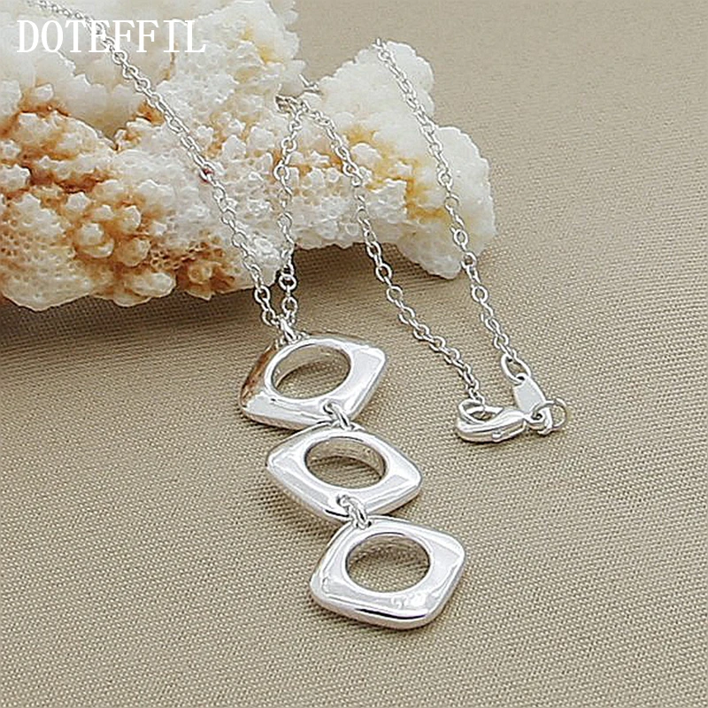 DOTEFFIL серебро 925 пробы 18 дюймов цепочка Геометрическая квадратная Круглая