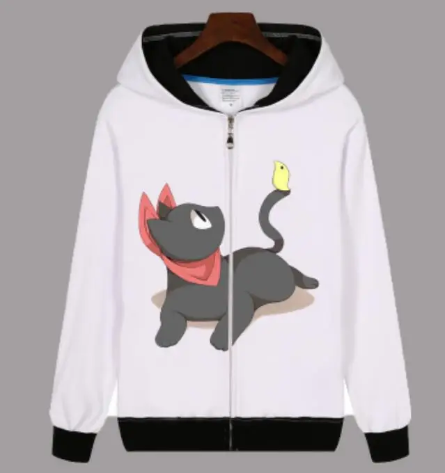 Аниме NICHIJOU с длинным рукавом Повседневные унисекс пуловеры милые Лолита kawaii Черный Кот Толстовка пальто куртка