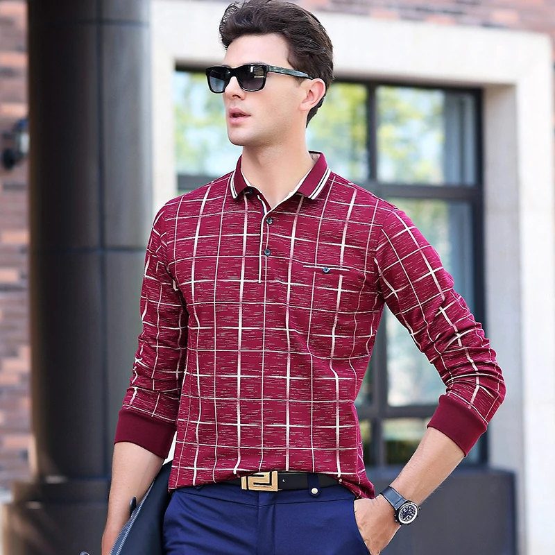 AIRGRACIAS Фирменная Новинка Для мужчин рубашки поло Мода классический плед Slim Fit с