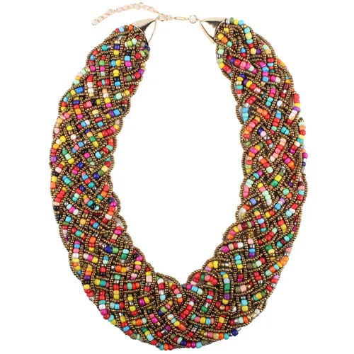 Multi-colored Claire jin Короткое женское колье ручной работы, тканые маленькие бусы, богемное ожерелье, модное винтажное ювелирное изделие, этнические ожерелья - Окраска металла: Multi-colored