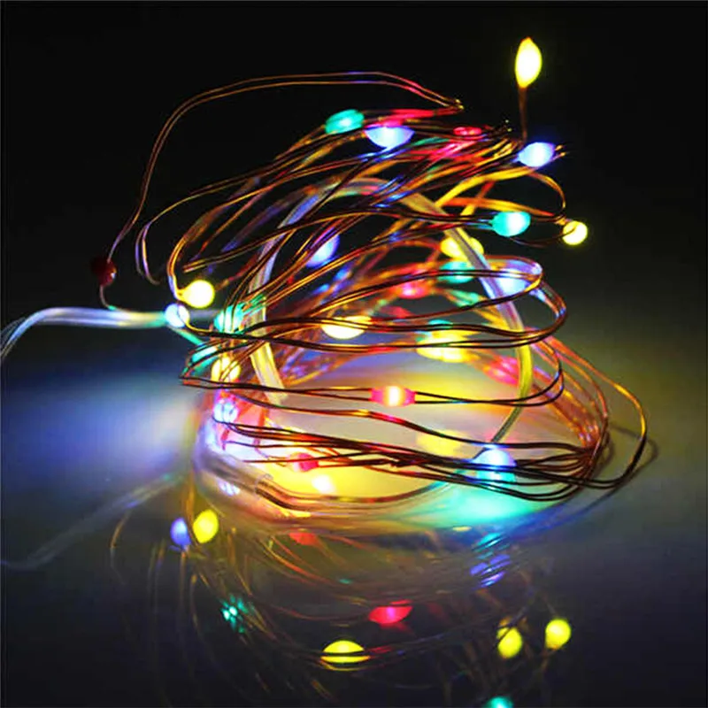 

Battery Operated LED String Ligh10pcs/lot Copper Led Fairy Lights 2M 20 Leds CR2032 Button t Xmas Wedding party Decoration