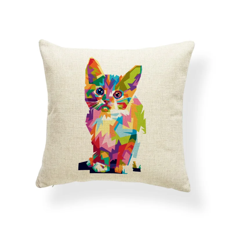 Animal Cat Colorful Cushions Creativity Diamond Pillow Case Oriental Bedroom Decorations Throw Cushion 18X18 Linen 2018 | Дом и сад