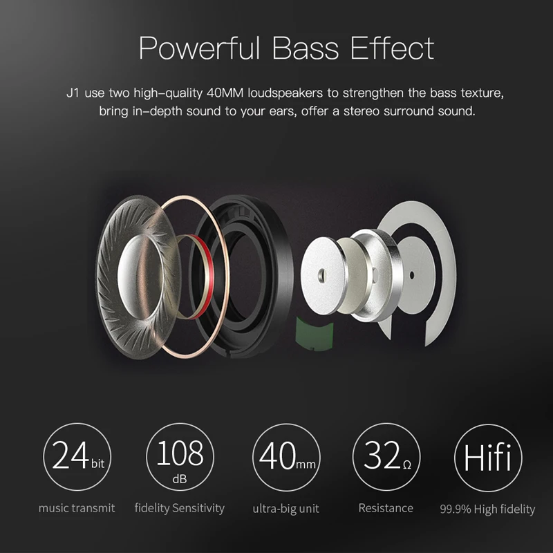 QCY J1 Bluetooth 3D стерео наушники Беспроводной 3 5 мм AUX TF карты наушников за ухо с