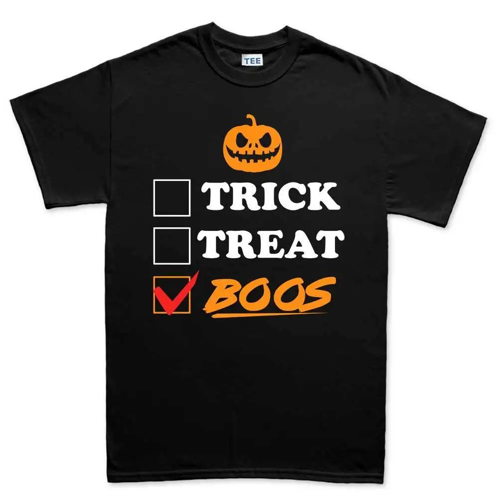 Мужская футболка на Хэллоуин Trick Treat Boos с футболки из 100% хлопка брендовая одежда