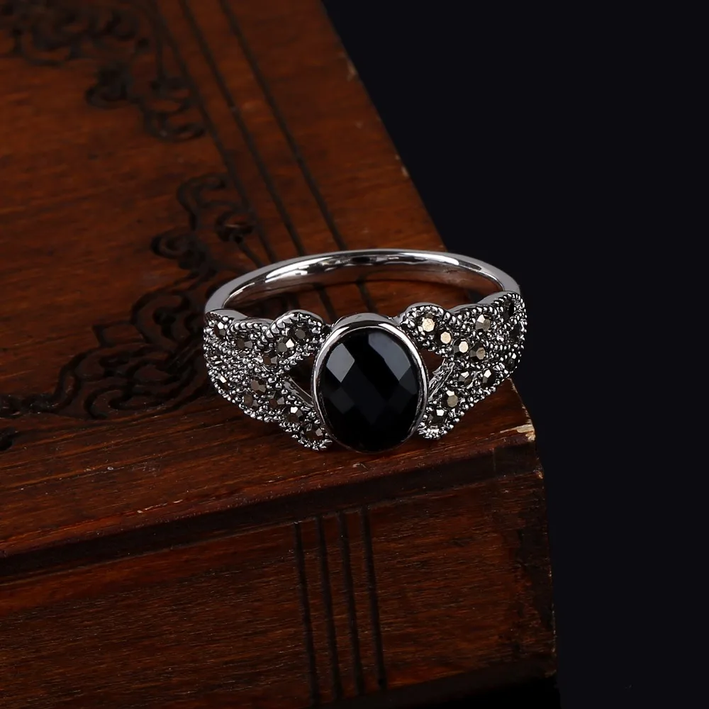 K's Gadgets винтажные черные кольца ювелирные изделия Оникс Камень палец кольцо