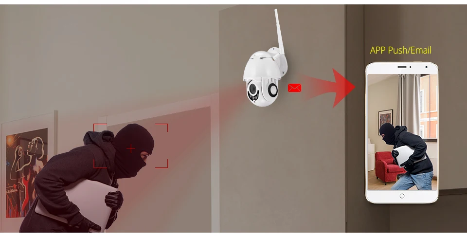 KERUI Водонепроницаемая беспроводная H.264+ 1080P 2MP уличная WiFi PTZ ip-камера, скоростная купольная камера, ИК камера для домашнего видеонаблюдения