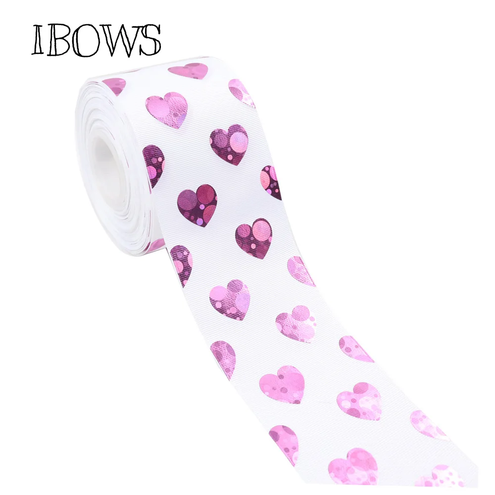

2Yards 3"(75mm) Grosgrian Ribbon Laser Heart Printed DIY Hairbows Accessories Decorative Ribbon Wedding Gift Wrap