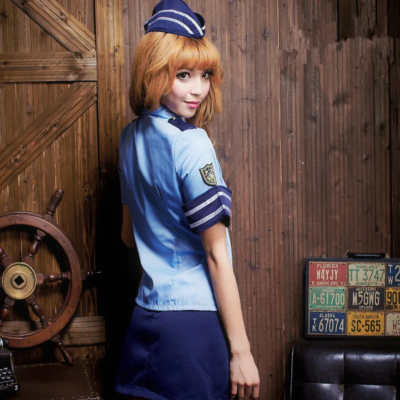 Женская Полицейская униформа синий карнавальный костюм на Хэллоуин оптовая