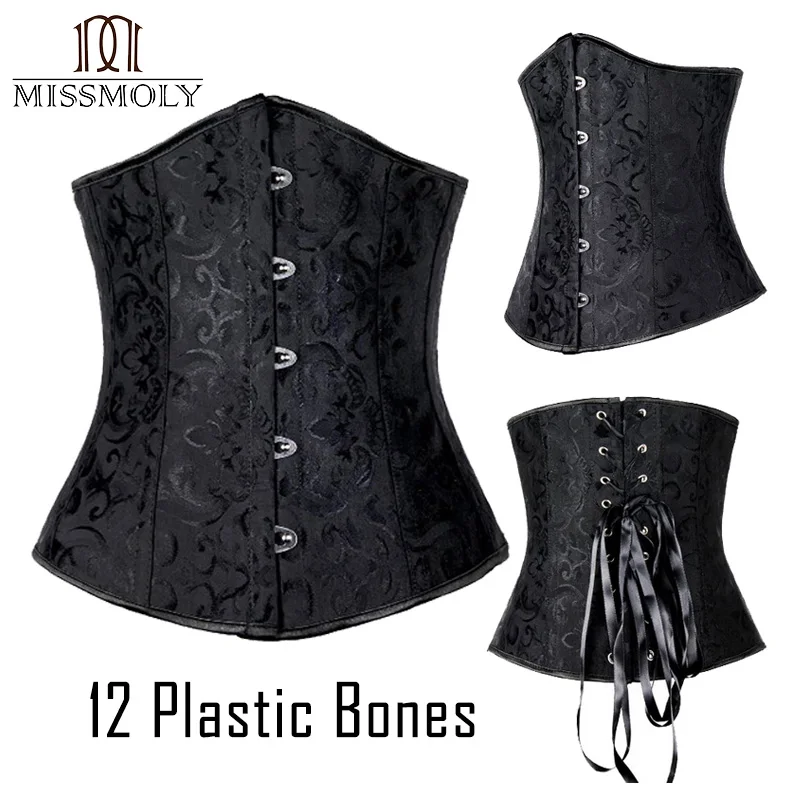 12 Plastic Bone 9427 Miss Moly стимпанк корсет Готический Бюстье 6XL размера плюс косточки под грудью Бурлеск моделирующий пояс для живота похудение контроль оболочка - Цвет: 12 Plastic Bone 9427