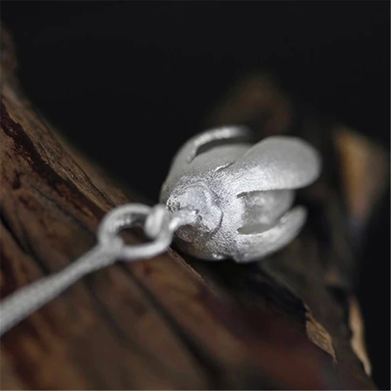 Lotus Fun реальные 925 серебро ручной работы fine jewelry цветок лотоса дизайн кулон без ожерелье Acessórios для женщин