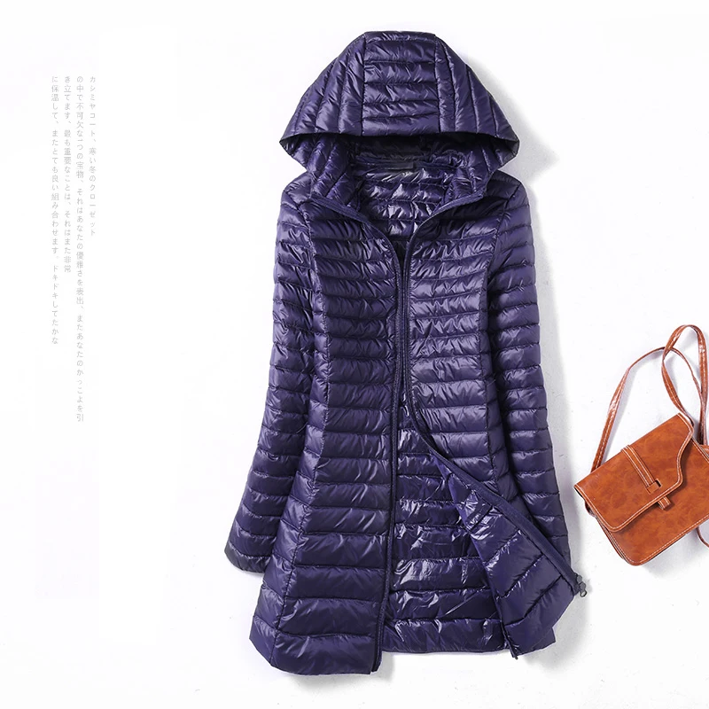 Женский пуховик с капюшоном размера плюс 4XL на осень и зиму ультра светильник