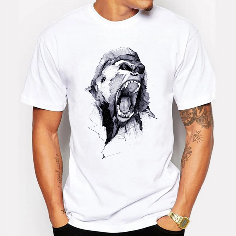 Новинка 2017 модная футболка с принтом слона Мужская забавным животным дизайном