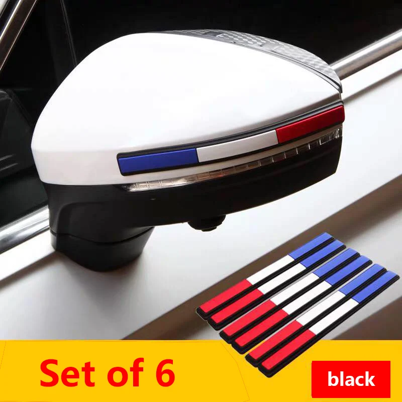 Type 2-Black-6PCS Для Volkswagen Tiguan зеркало заднего вида, наклейка на бампер, против царапин, Полоска, защита края, защита для автомобиля, Стайлинг, зеркала заднего вида - Название цвета: Type 2-Black-6PCS