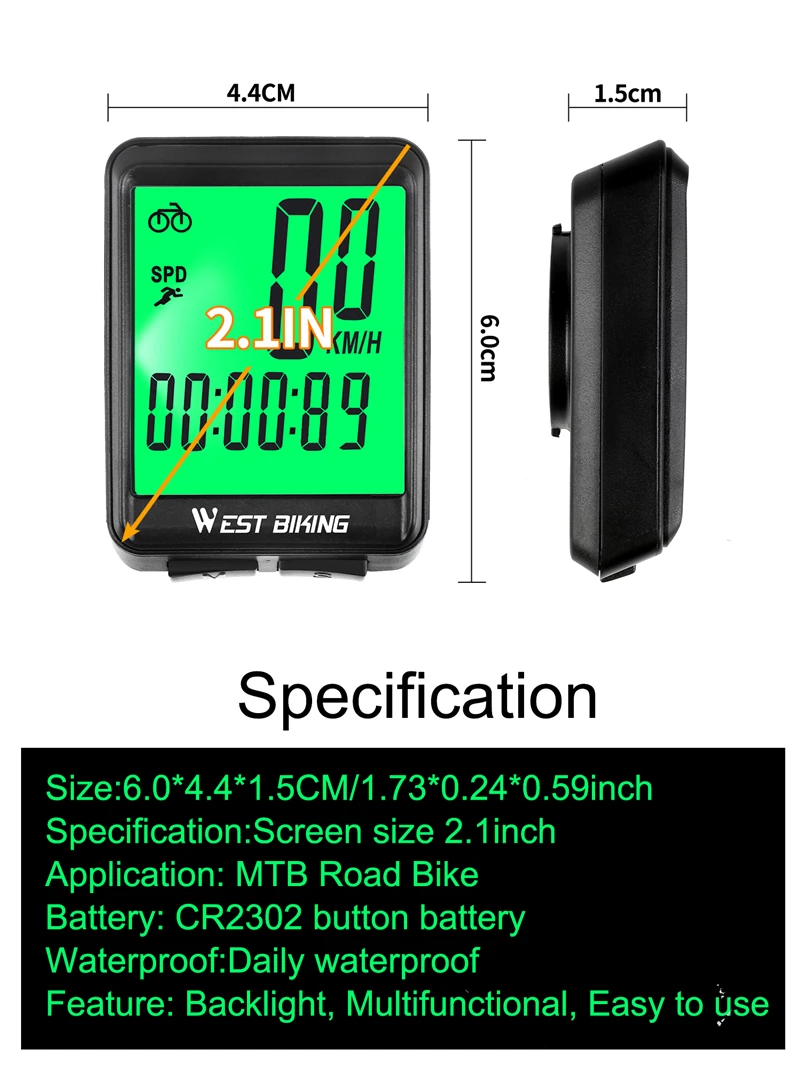 WEST BIKING Multifunction Bicycle Computer Rainproof Wired Wireless Odometer Cycling Speedometer To Bike MTB Accessories | Спорт и