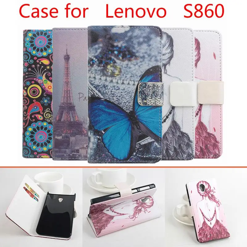 Отпечатано бабочка цветок Чехол для Lenovo S860 телефон чехол с подставкой Функция и