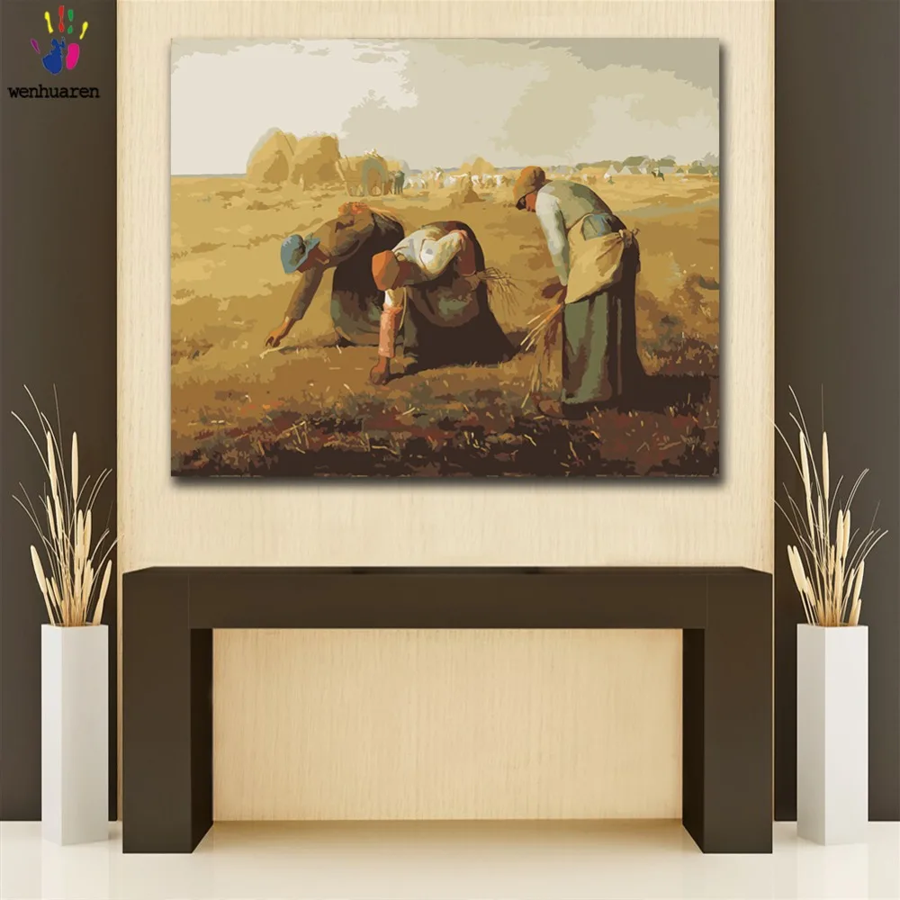 DIY картинки для раскраски по номерам с цветами The Gleaners Jean-Francois Millet картина