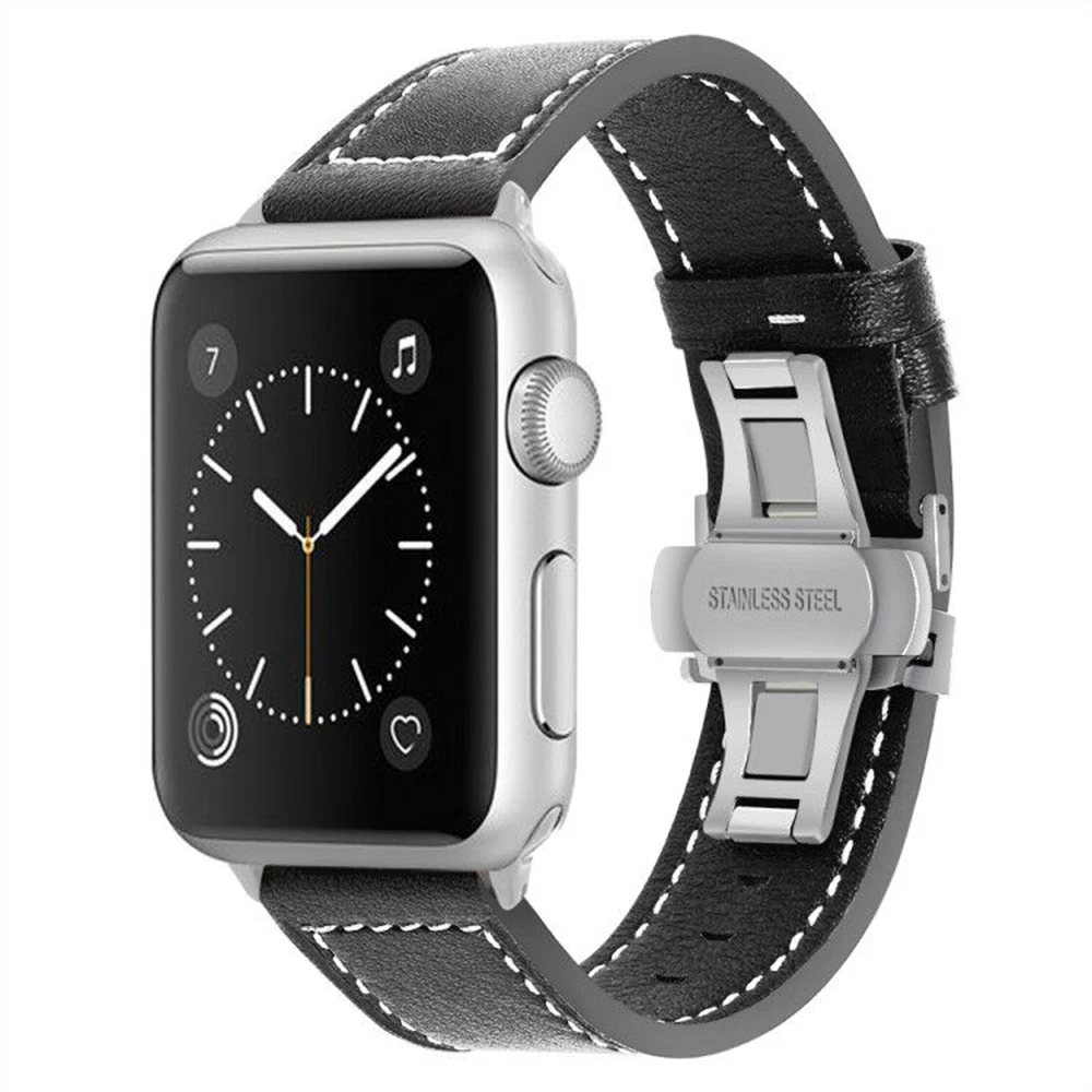 IWonow кожаный ремешок для часов iWatch Apple Watch 38 мм 40 мм 42 мм 44 мм серия 5 4 3 2 1 для мужчин и женщин спортивный ремешок браслет на запястье