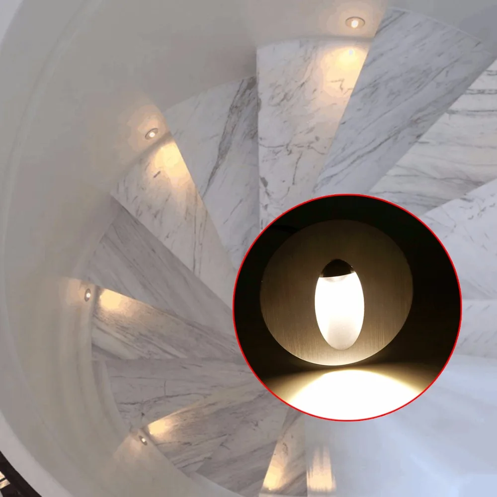 

3W Stairs LED Wall Lamp Aluminum Recessed Basement Bulb Porch Pathway Step Stair Lighting Aisle Lamps 110V 220V Indoor Use JQ