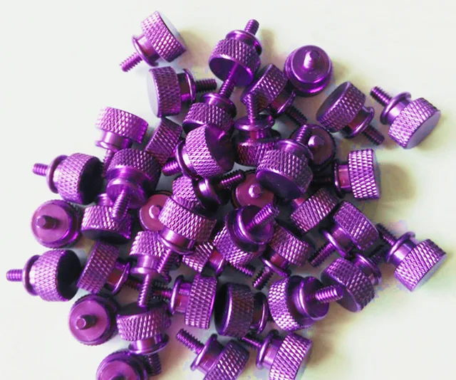 purple 5Pcs M4*16/20 Aluminum Alloy Computer Case Screw Hand Screw Screw Knurling Screw Thumb Screw Side Plate Screw - Цвет: purple